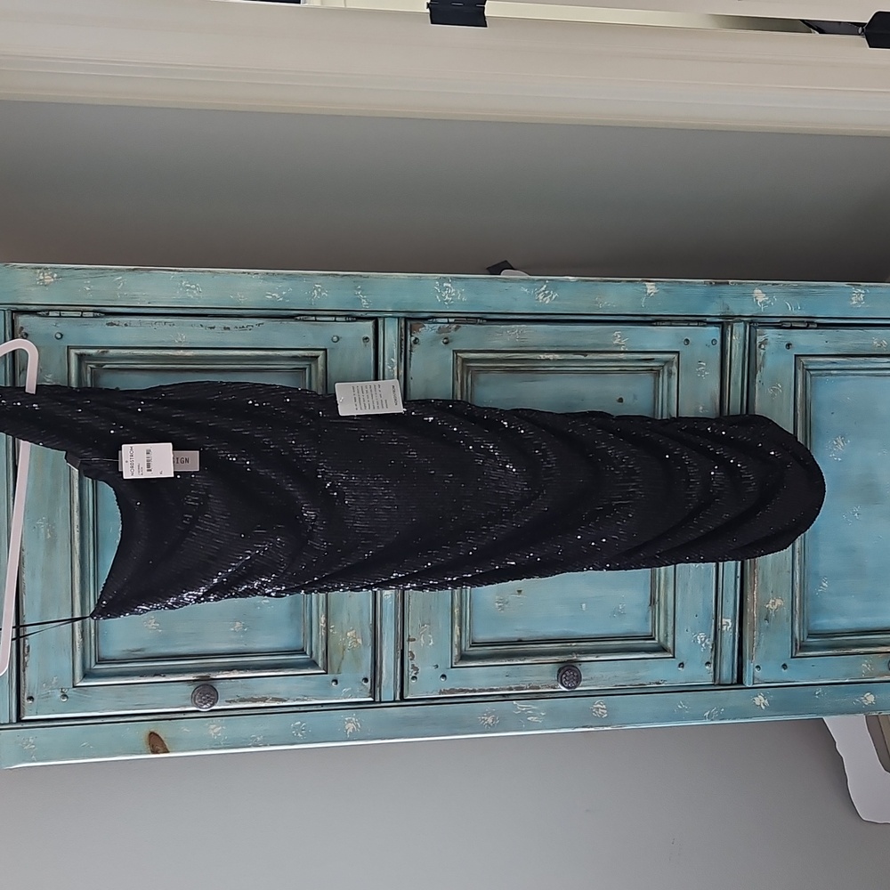 NWT Elegant Black One-Shoulder Dress sequins
